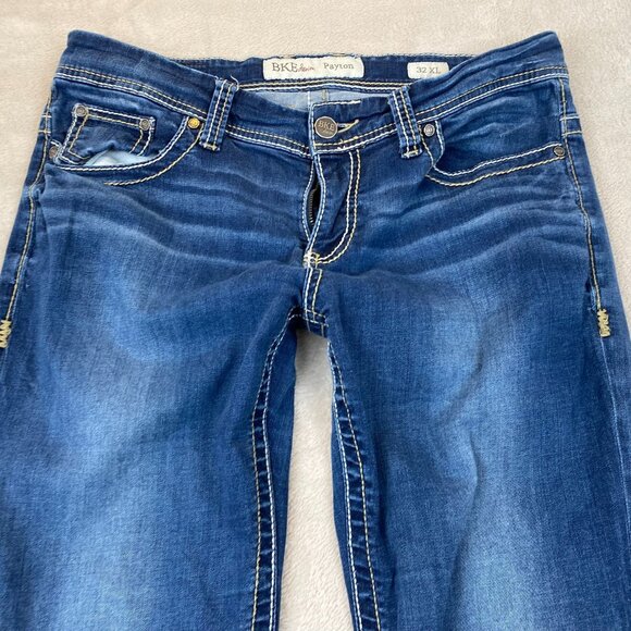 BKE Mens Jeans Size 32x35.5 Payton Classic Blue Distressed Cotton Blend - Picture 14 of 16